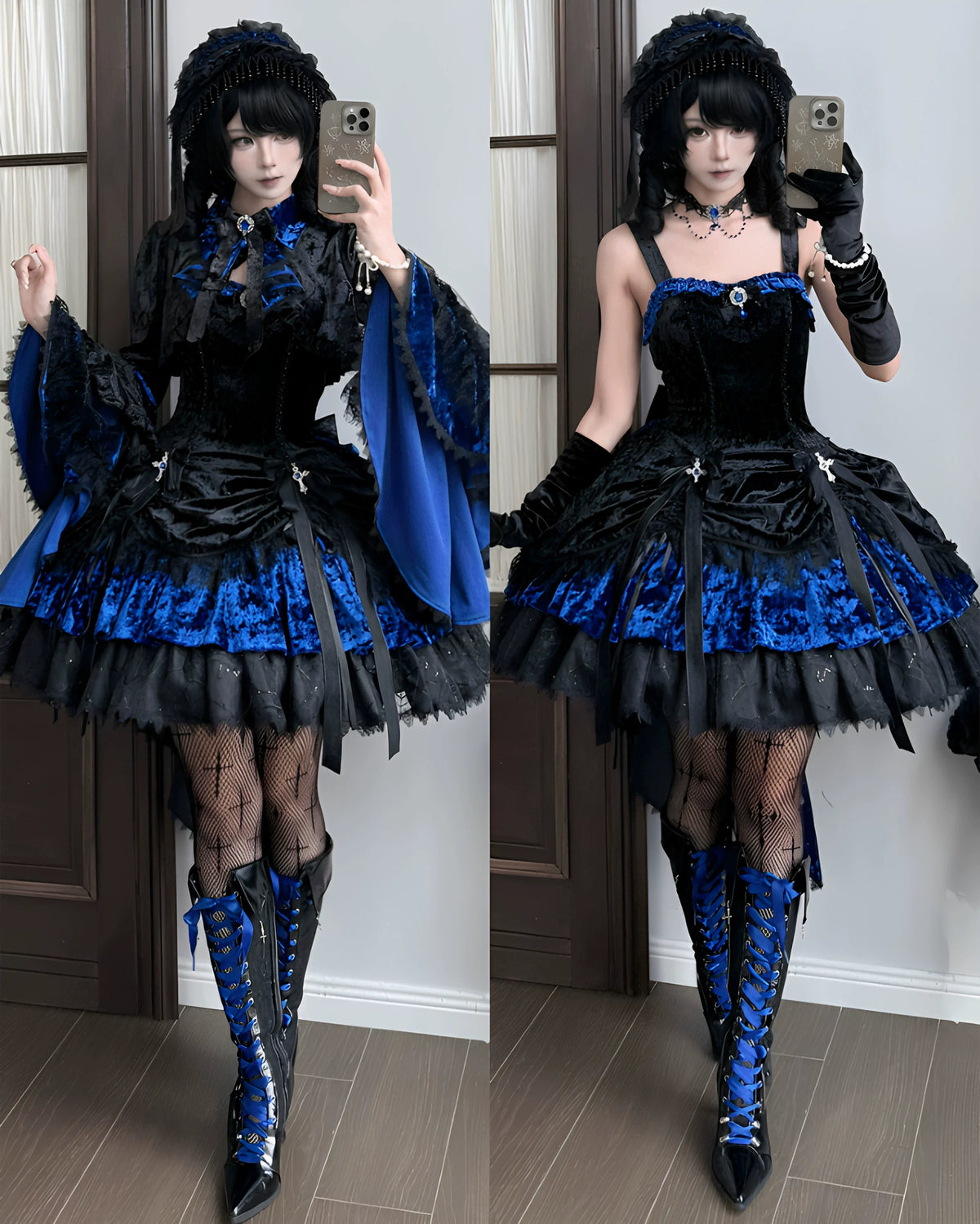 Dark Raven Poem - Gothic Lolita JSK & Bolero Dress Set, Diamond Velvet