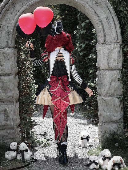 Circus Fantasy Night - Gothic Lolita Jacquard Dress, Pointed Tail Hem
