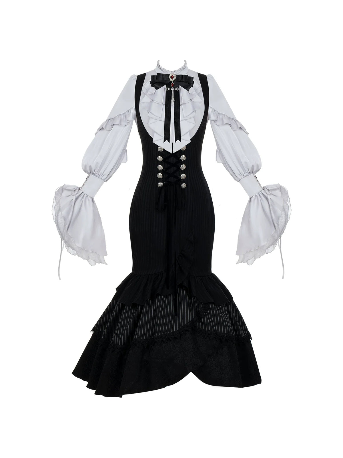 Night Crow - Elegant Gothic Lolita Blouse or Skirt Set, Irregular Hem 46021:872639