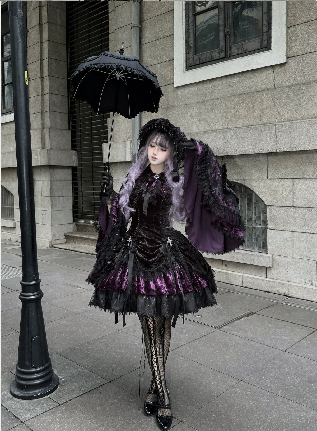 Dark Raven Poem - Gothic Lolita JSK & Bolero Dress Set, Diamond Velvet