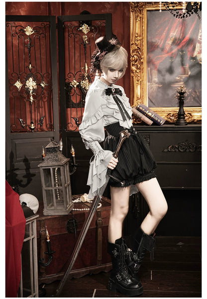 Night Crow - Elegant Gothic Lolita Blouse or Skirt Set, Irregular Hem
