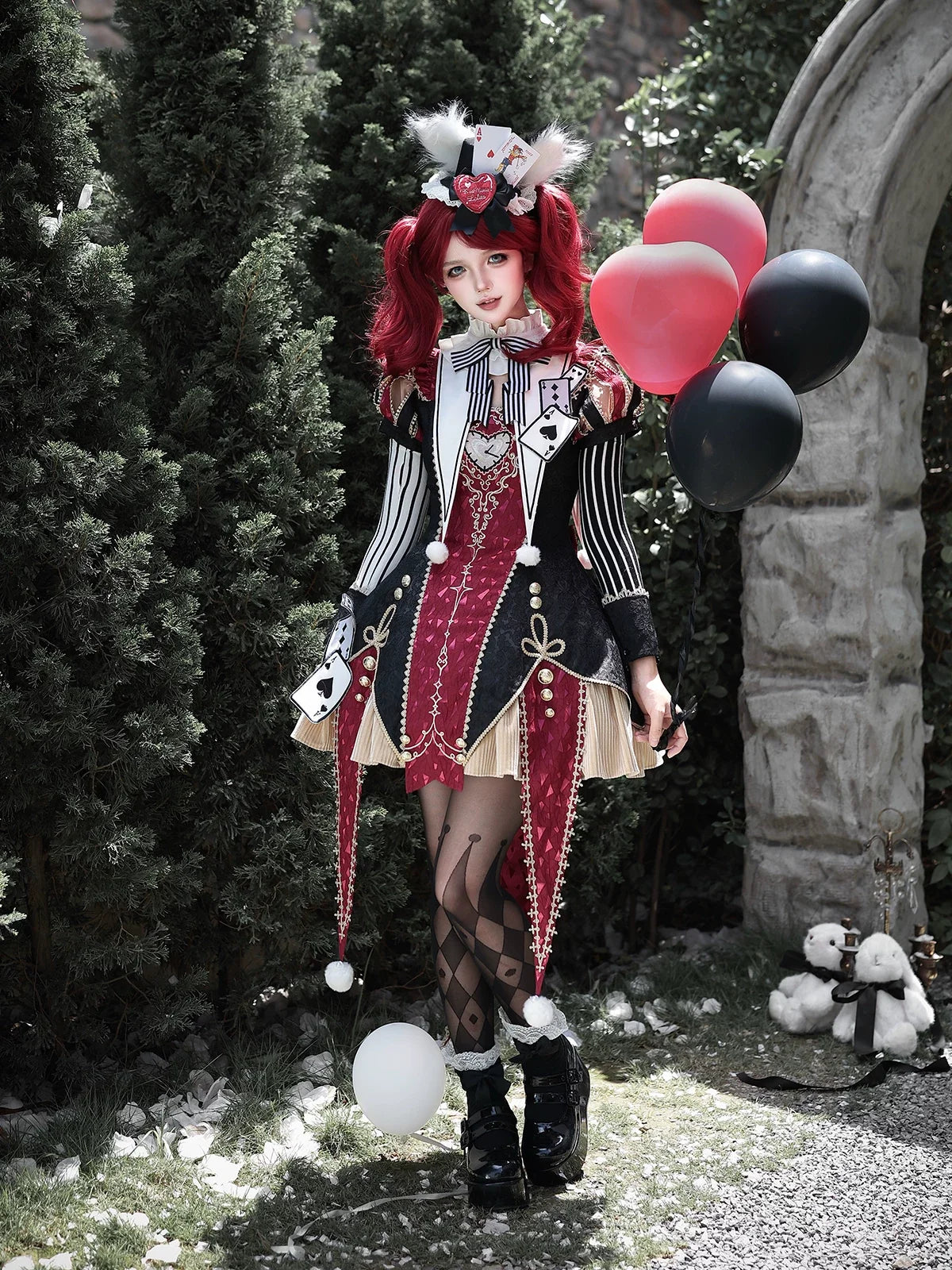 Circus Fantasy Night - Gothic Lolita Jacquard Dress, Pointed Tail Hem