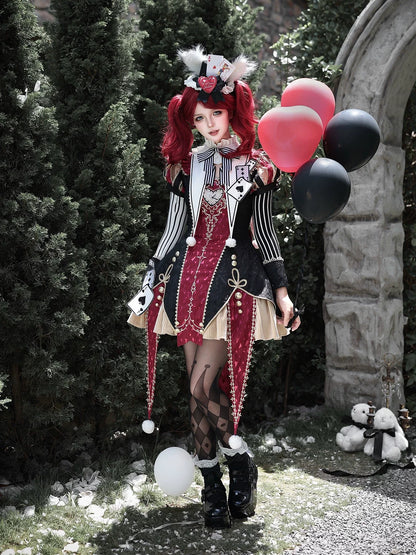 Circus Fantasy Night - Gothic Lolita Jacquard Dress, Pointed Tail Hem