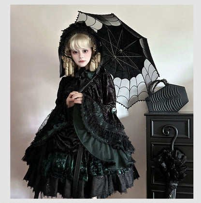 Dark Raven Poem - Gothic Lolita JSK & Bolero Dress Set, Diamond Velvet 45967:869792