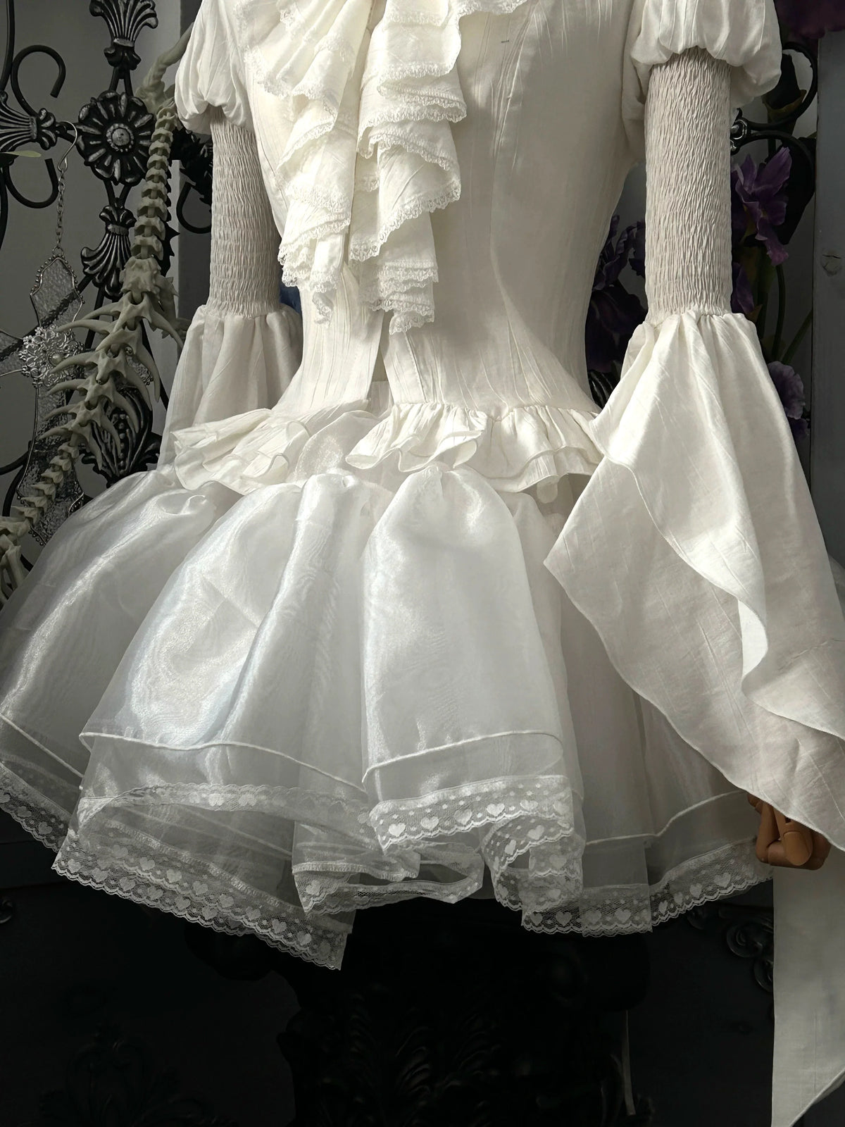 Dragon Bone Cemetery - Gothic Lolita Blouse, Detachable Bell Sleeves