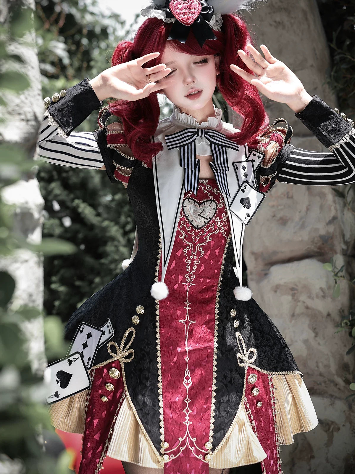 Circus Fantasy Night - Gothic Lolita Jacquard Dress, Pointed Tail Hem