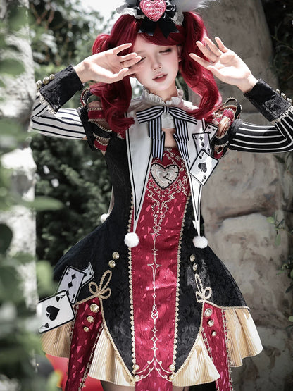 Circus Fantasy Night - Gothic Lolita Jacquard Dress, Pointed Tail Hem