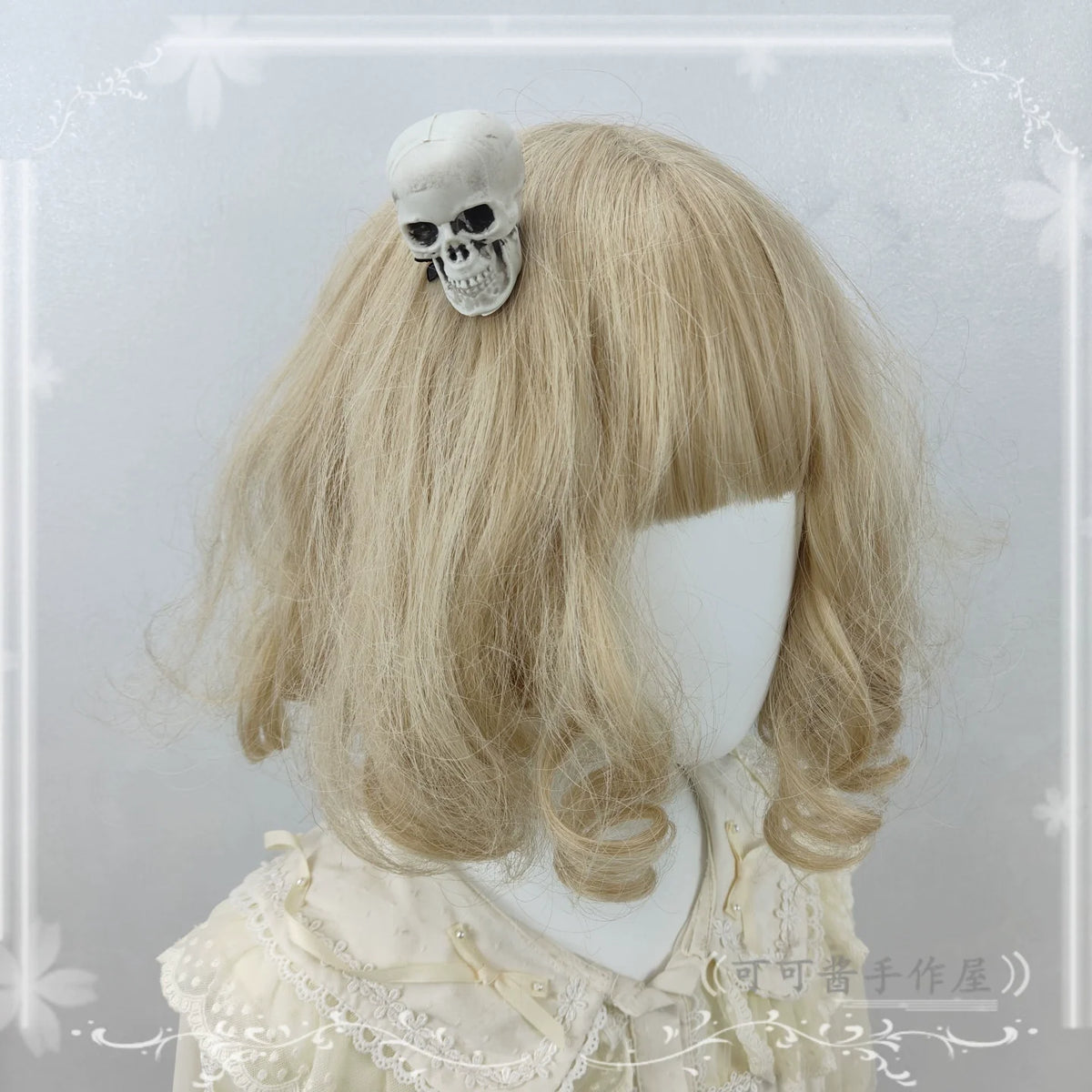 Halloween Gothic Lolita Accessories, White Bride Style One Size Hair Clip (ghost style )