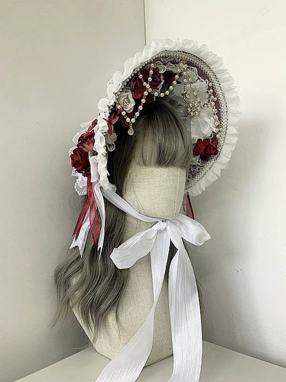 Gothic Lolita Lace BNT, Pearl Chain and Cross Pendants