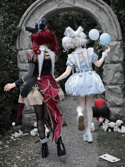 Circus Fantasy Night - Gothic Lolita Jacquard Dress, Pointed Tail Hem