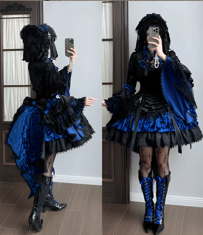 Dark Raven Poem - Gothic Lolita JSK & Bolero Dress Set, Diamond Velvet