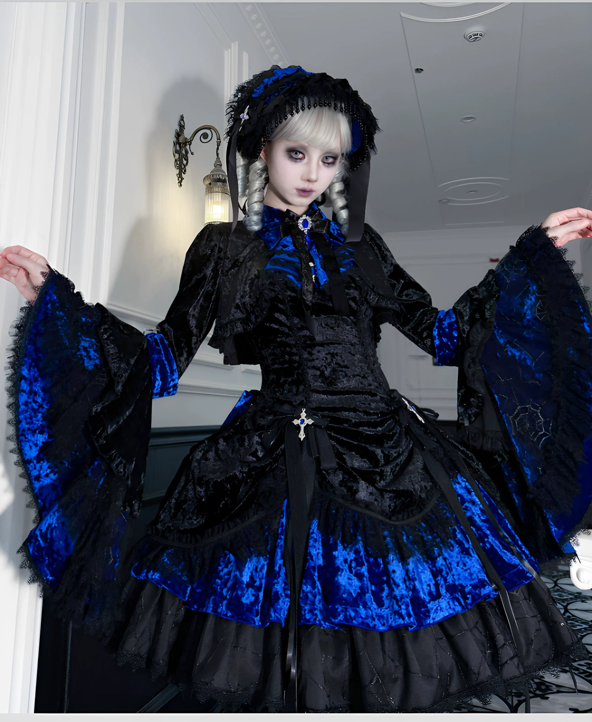 Dark Raven Poem - Gothic Lolita JSK & Bolero Dress Set, Diamond Velvet