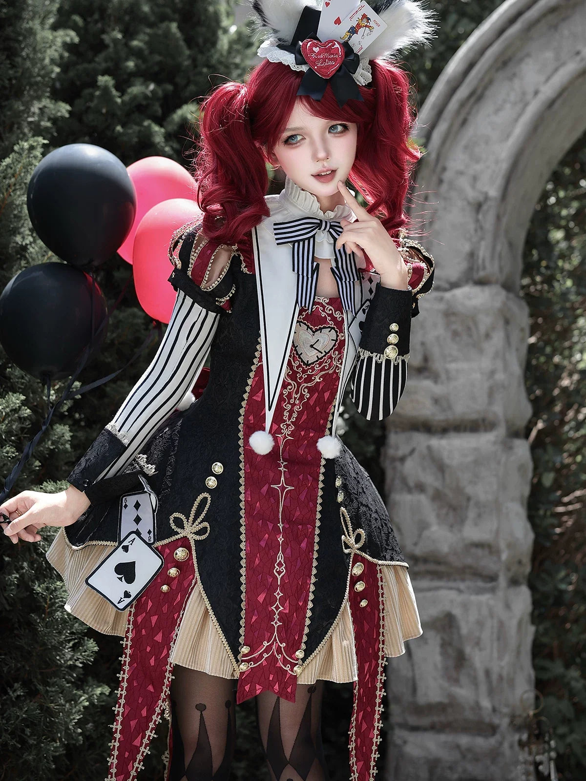 Circus Fantasy Night - Gothic Lolita Jacquard Dress, Pointed Tail Hem