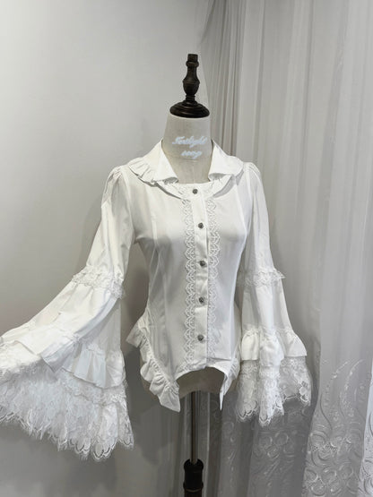 Gothic Lolita Hime Sleeve Blouse with Small Lapel White Blouse Only S