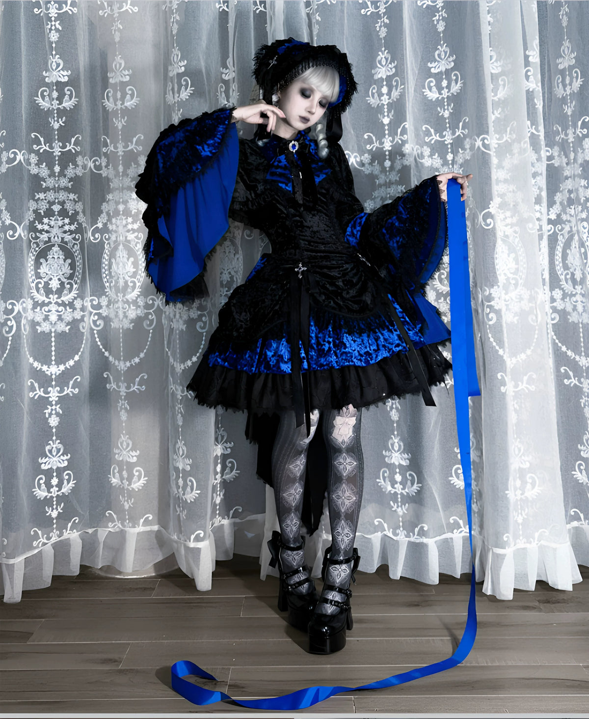 Dark Raven Poem - Gothic Lolita JSK & Bolero Dress Set, Diamond Velvet