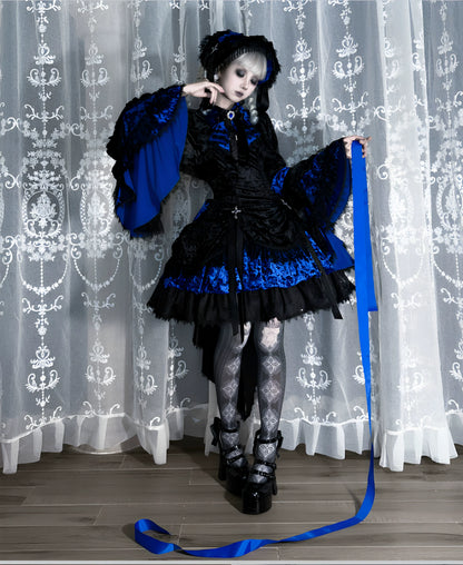 Dark Raven Poem - Gothic Lolita JSK & Bolero Dress Set, Diamond Velvet