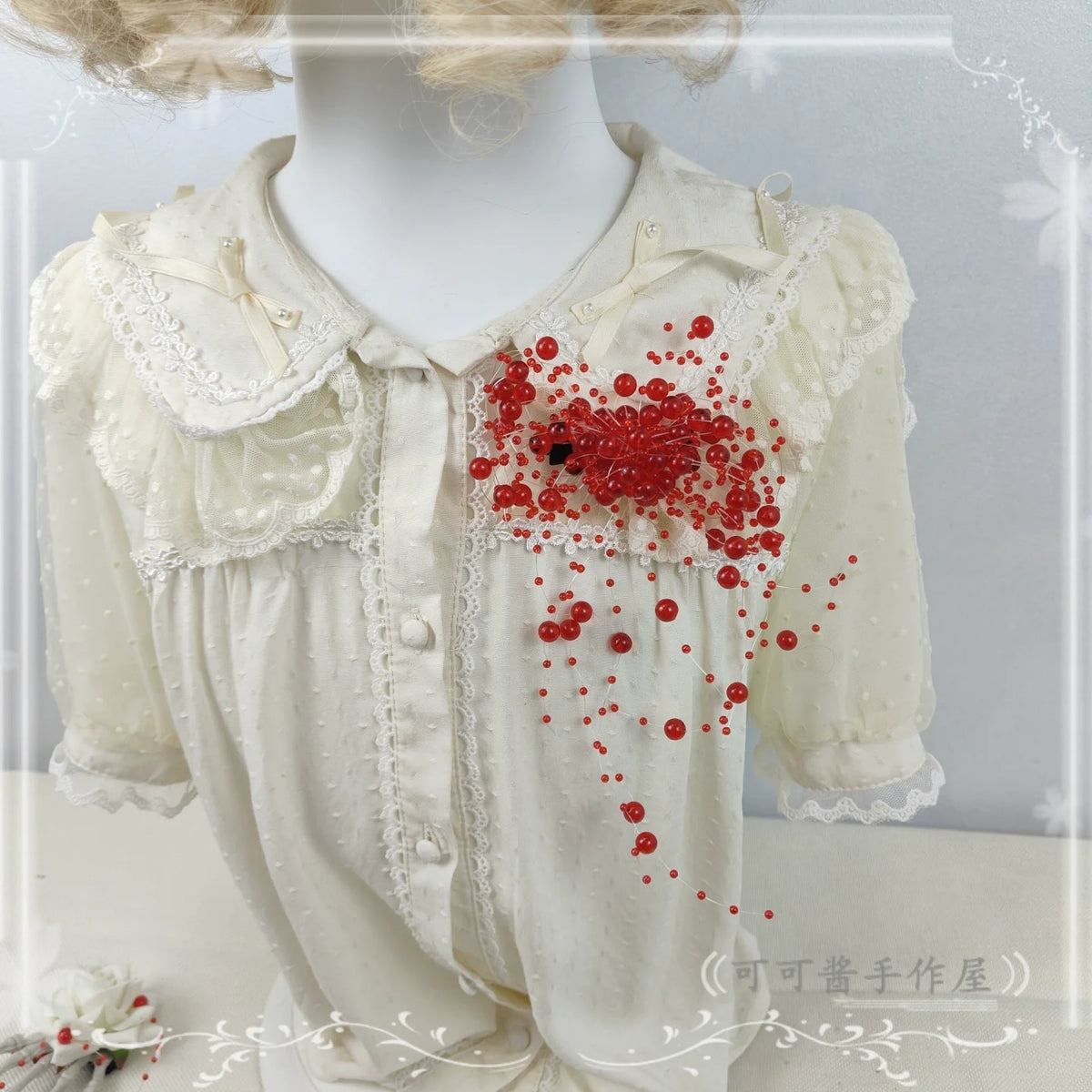 Halloween Gothic Lolita Accessories, White Bride Style One Size Brooch (blood spray style)