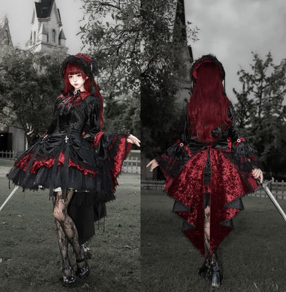 Dark Raven Poem - Gothic Lolita JSK & Bolero Dress Set, Diamond Velvet