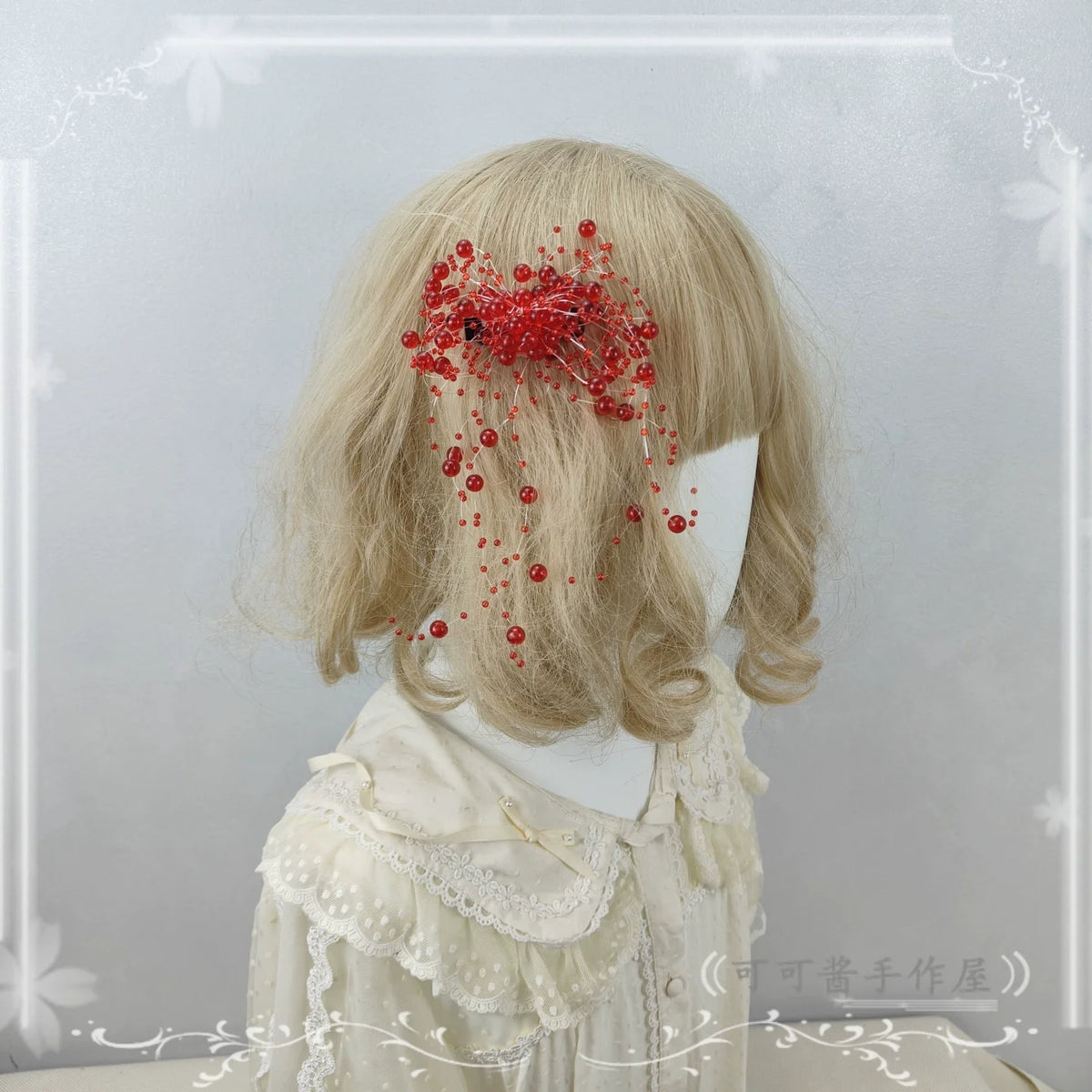 Halloween Gothic Lolita Accessories, White Bride Style One Size Hair Clip (blood spray style)