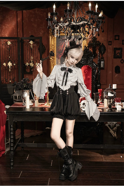 Night Crow - Elegant Gothic Lolita Blouse or Skirt Set, Irregular Hem