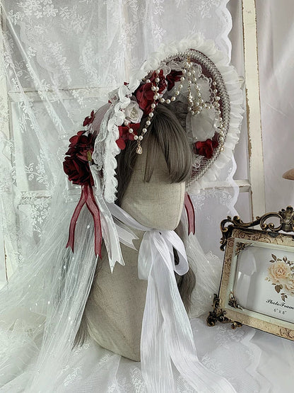 Gothic Lolita Lace BNT, Pearl Chain and Cross Pendants