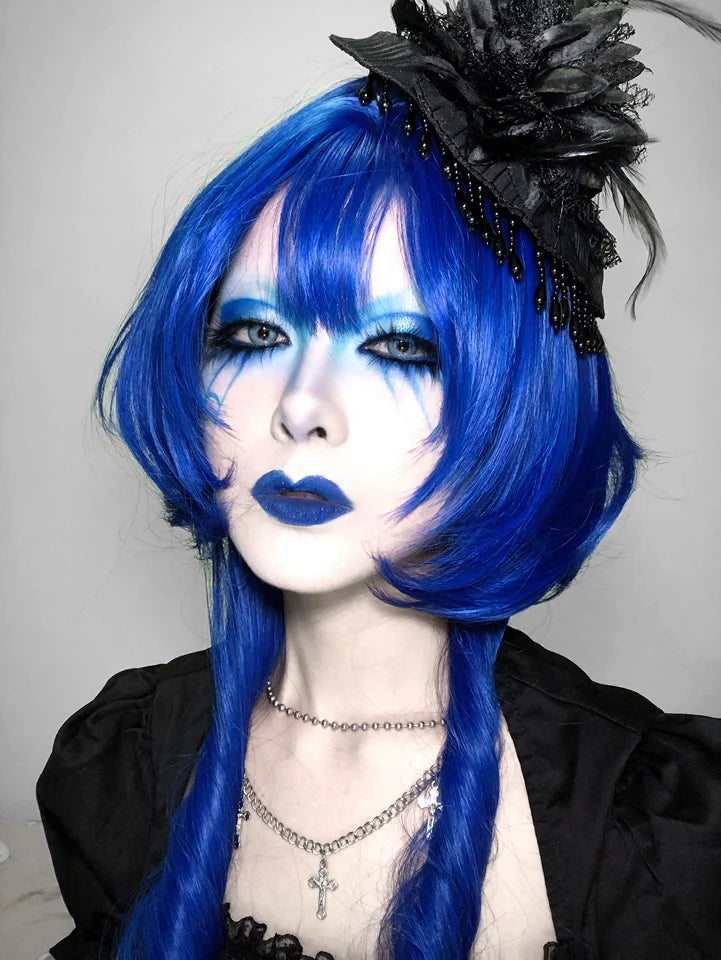 Blue Gothic Lolita Wig, Layered Curly Style