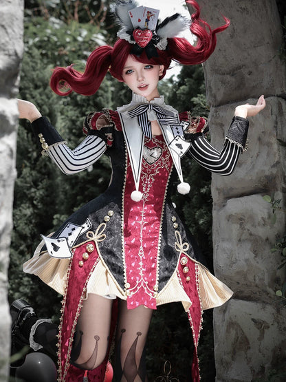 Circus Fantasy Night - Gothic Lolita Jacquard Dress, Pointed Tail Hem