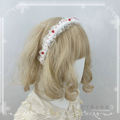 Halloween Gothic Lolita Accessories, White Bride Style One Size KC (blood stain style)
