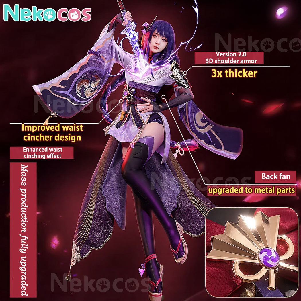 【Nekocos】Game Genshin Impact Cosplay Raiden Shogun Cosplay Costume Premium Edition | In Stock