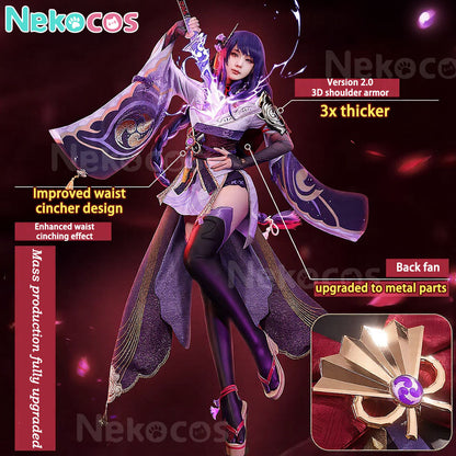 【Nekocos】Game Genshin Impact Cosplay Raiden Shogun Cosplay Costume Premium Edition | In Stock
