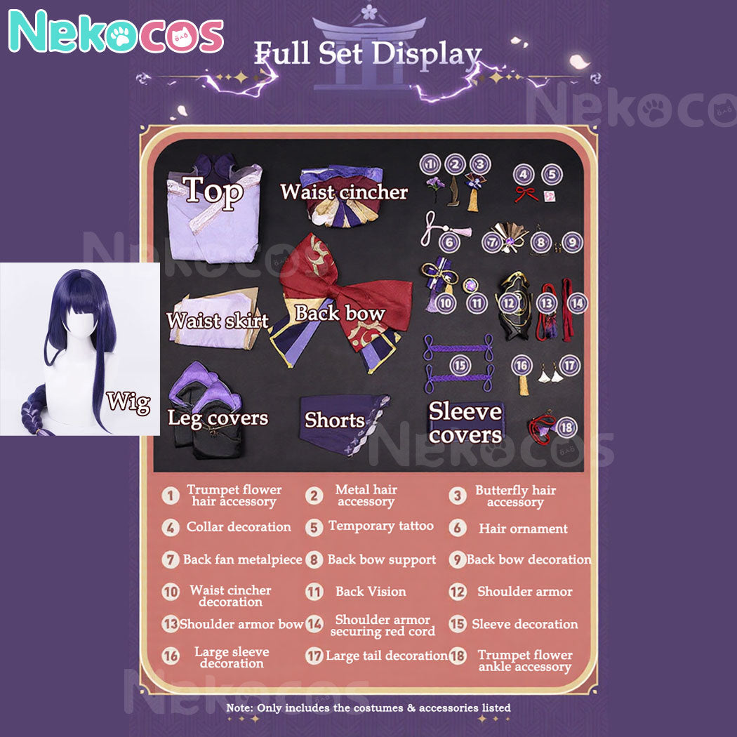 【Nekocos】Game Genshin Impact Cosplay Raiden Shogun Cosplay Costume Premium Edition | In Stock