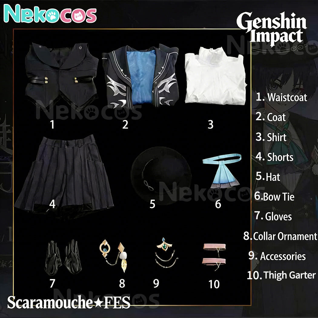 【Nekocos】Game Genshin Impact Cosplay Wanderer Scaramouche Cosplay Costume | In Stock