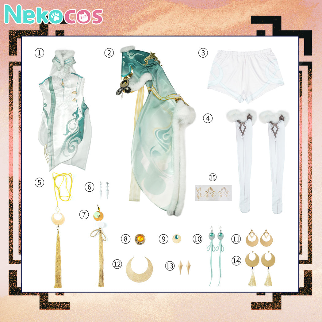 【Nekocos】Game Genshin Impact Cosplay Printed Version Zibai Cosplay Costume | Custom-Tailor