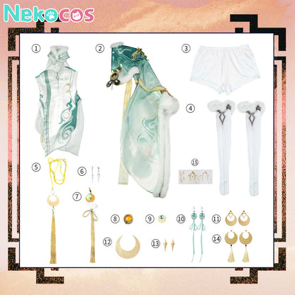【Nekocos】Game Genshin Impact Cosplay Printed Version Zibai Cosplay Costume | Custom-Tailor