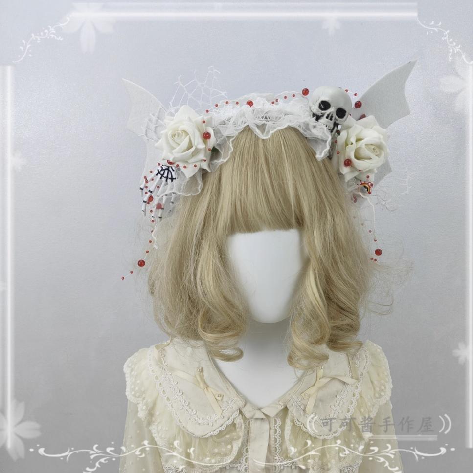 Halloween Gothic Lolita Accessories, White Bride Style One Size KC (wings style)