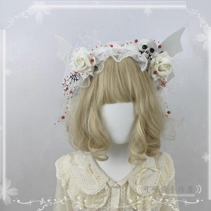 Halloween Gothic Lolita Accessories, White Bride Style One Size KC (wings style)