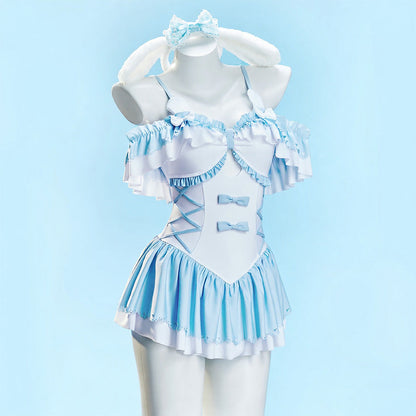【Nekocos】Sweet Conservative Girls One-Piece Spa Swimsuit with Chest Pads | Custom-Tailor