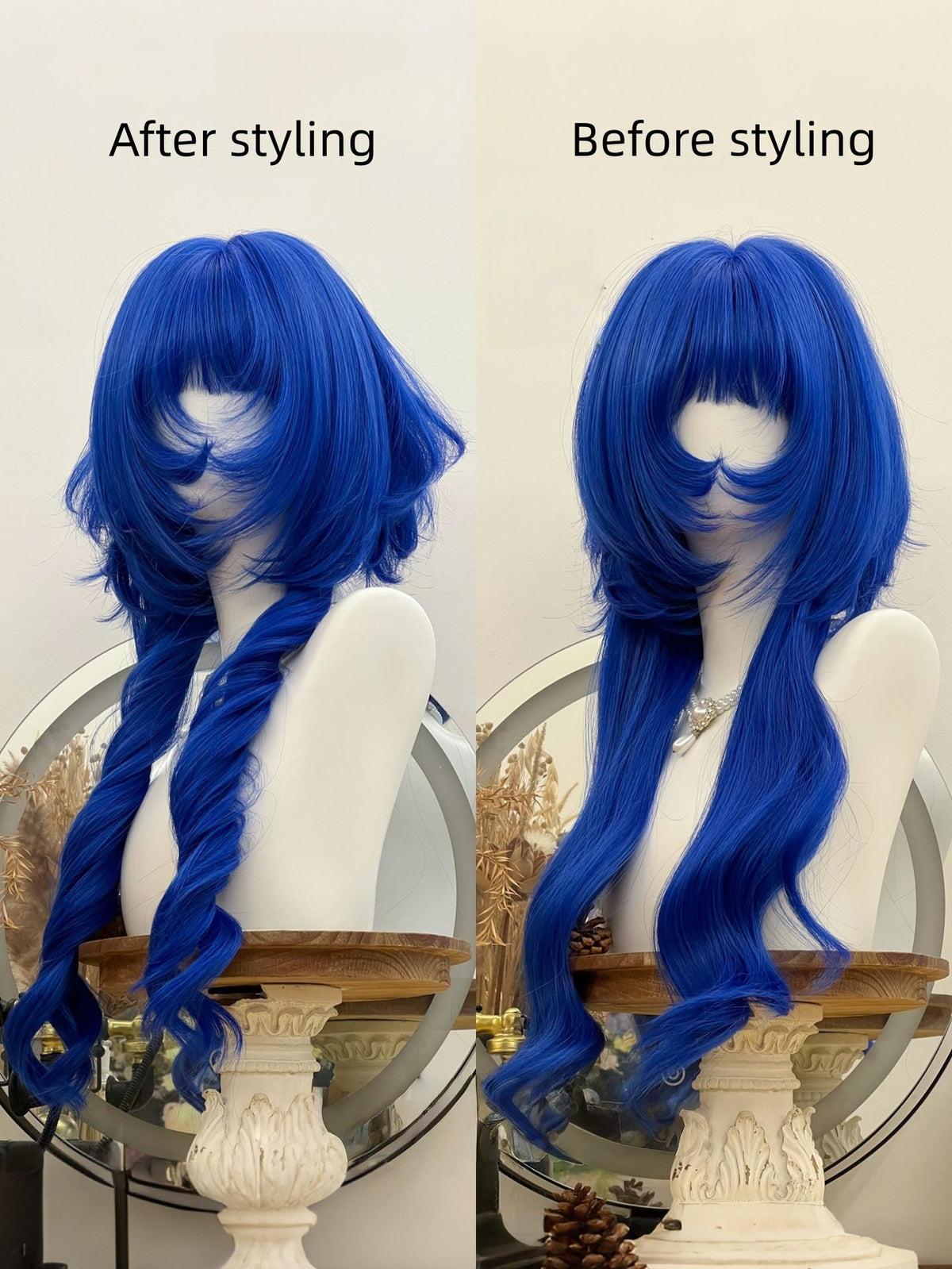 Blue Gothic Lolita Wig, Layered Curly Style