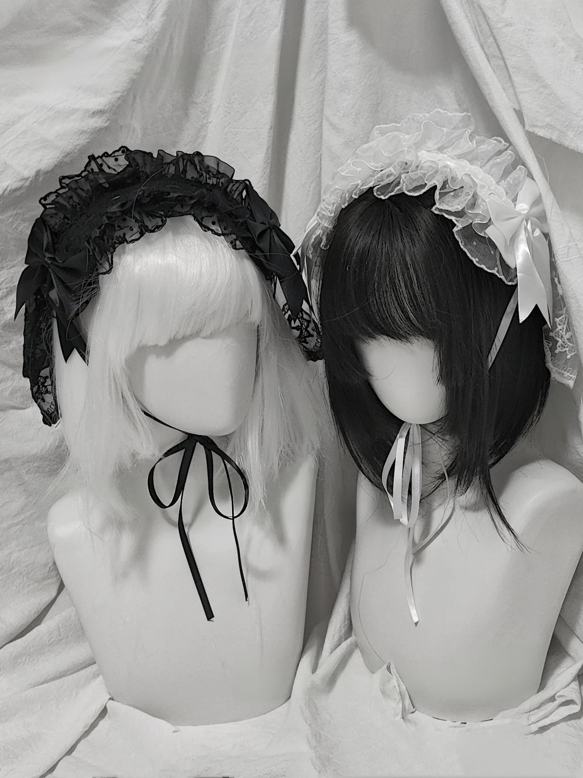 Halloween Gothic Lolita Lace Veil Hairband, Cross Embroidery