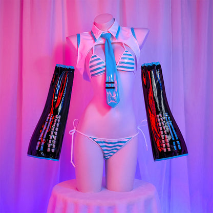 【Nekocos】Vocaloid Cosplay Miku Swimsuit Cosplay Costume | In Stock