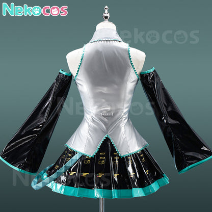 【Nekocos】Vocaloid Hatsune Miku Cosplay Miku Silver Patent Leather Cosplay Costume | In Stock