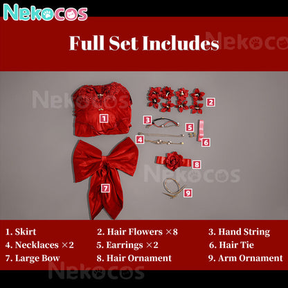 【Nekocos】Game Cosplay Aerith red Dress Cosplay Costume Premium Edition | Custom-Tailor