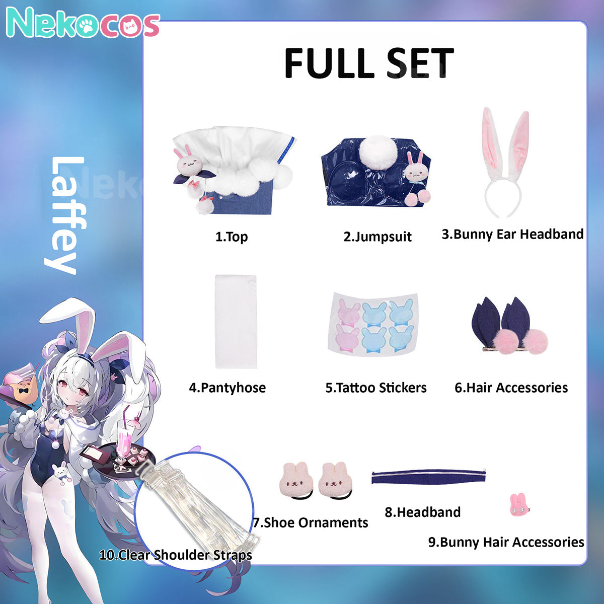 【Nekocos】Game Azur Lane Cosplay Laffey Bunny Suit Cosplay Costume | In Stock