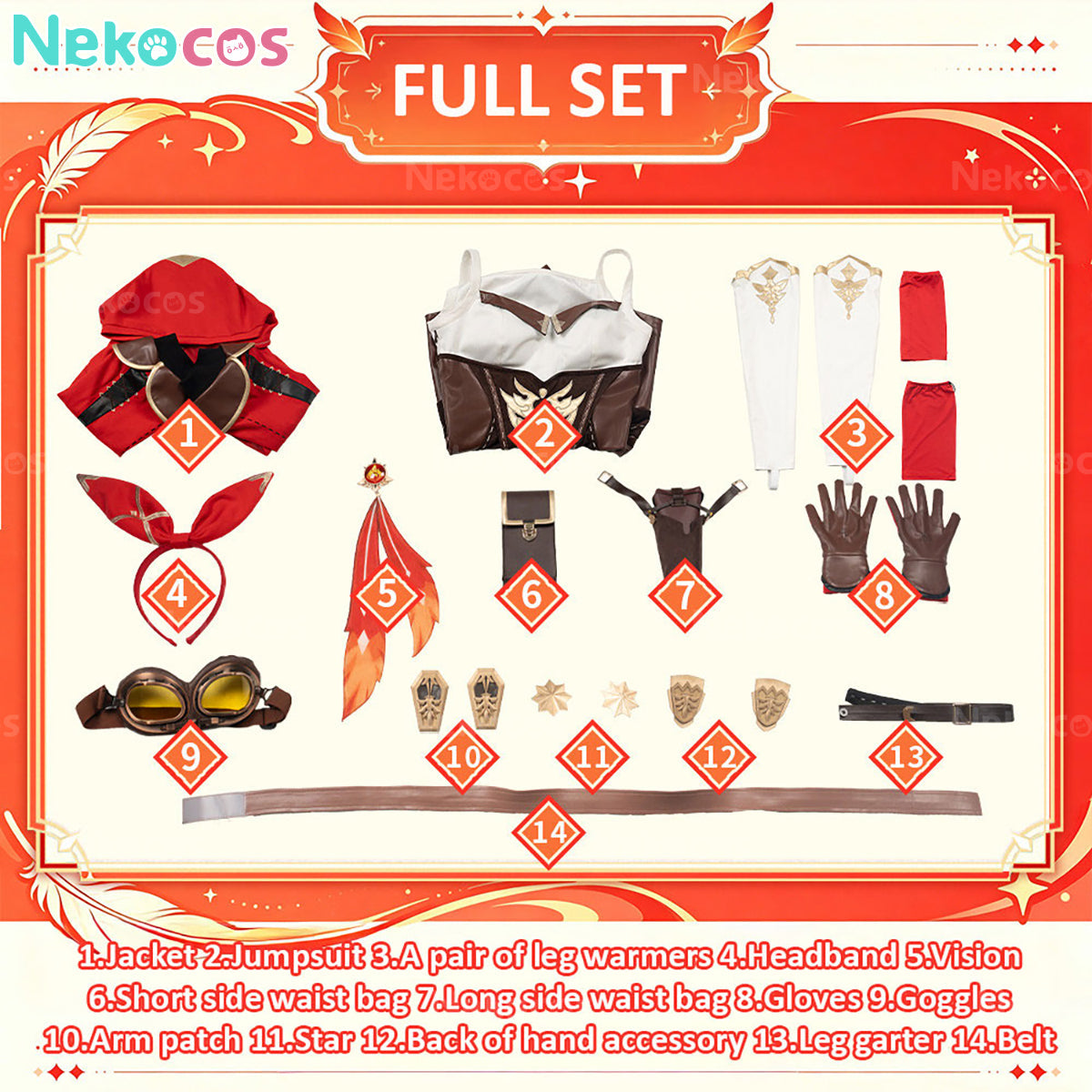 【Nekocos】Game Genshin Impact Cosplay Amber Cosplay Costume Premium Edition | Custom-Tailor