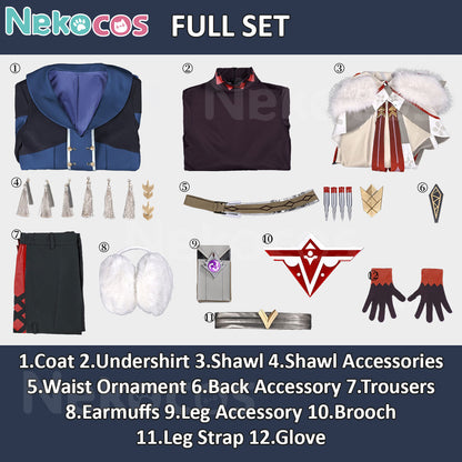 Full set of 【Nekocos】Game Genshin Impact Cosplay Alyosha Cosplay Costume Premium Edition | Custom-Tailor including all accessories.