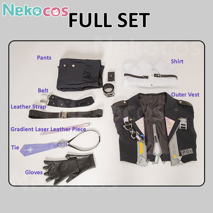 Full set of 【Nekocos】Game Neverness to Everness Cosplay Esper Zero Cosplay Costume including pants, shirt, vest, and accessories.