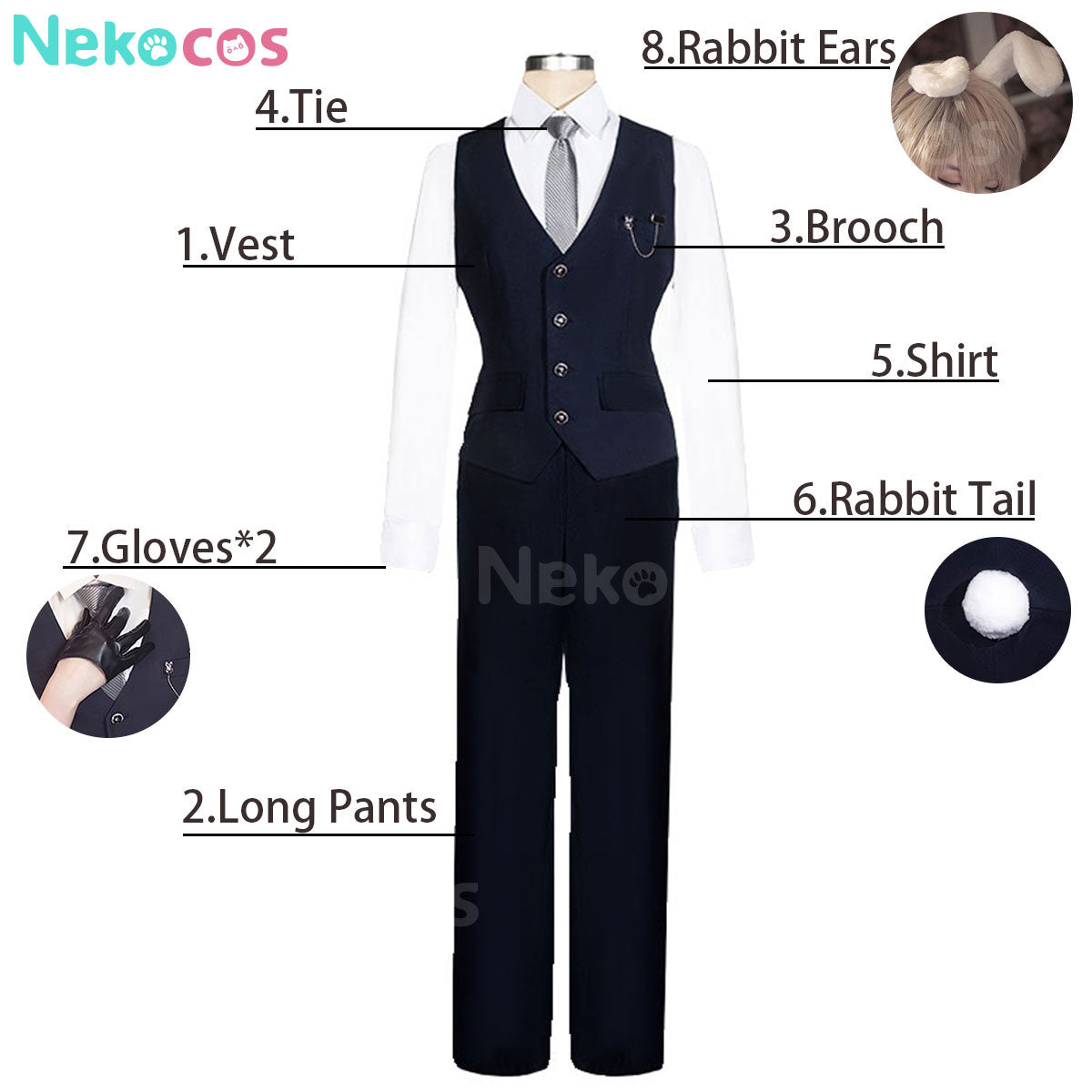 【Nekocos】Game Love and Deepspace Cosplay Xavier Fluffy Trap Cosplay Costume | In Stock