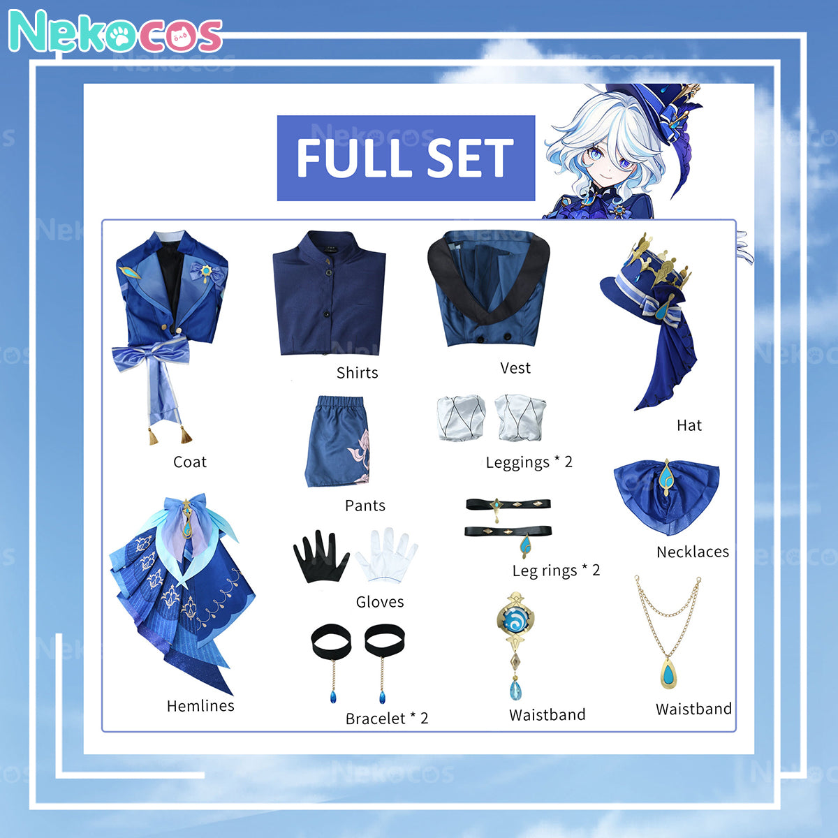 【Nekocos】Game Genshin Impact Cosplay Furina de Fontaine Cosplay Costume Premium Edition | In Stock