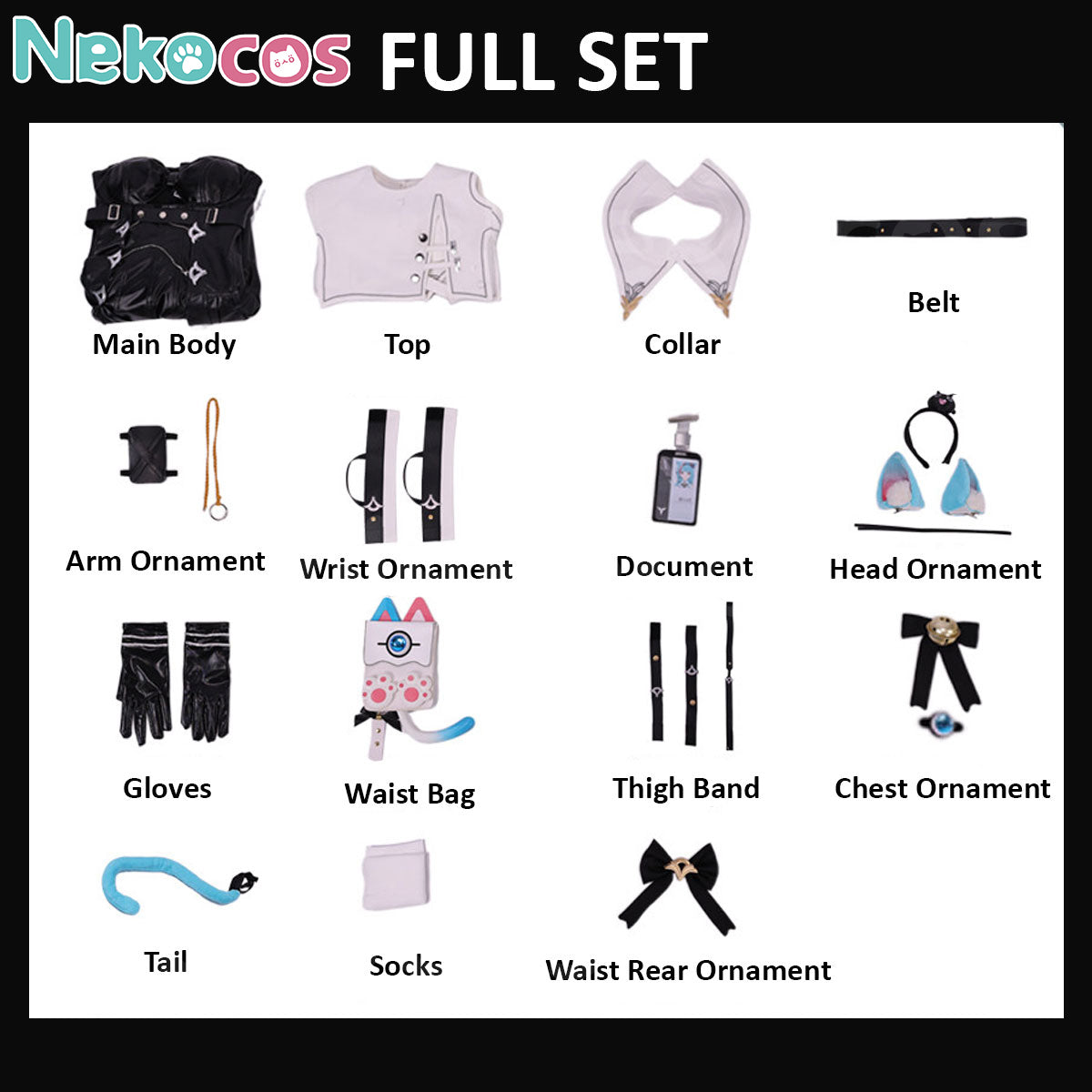 Nekocos Full Set components for Game Neverness to Everness Cosplay Elite Operative Mint Cosplay Costume | In Stock