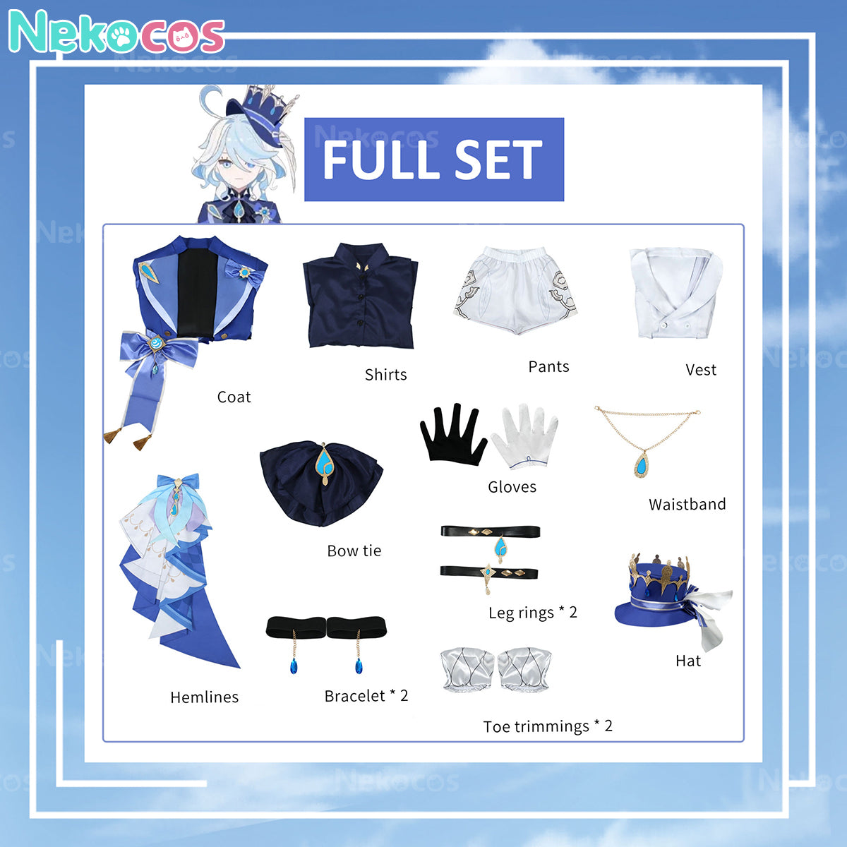 【Nekocos】Game Genshin Impact Cosplay Furina de Fontaine Cosplay Costume Premium Edition | In Stock